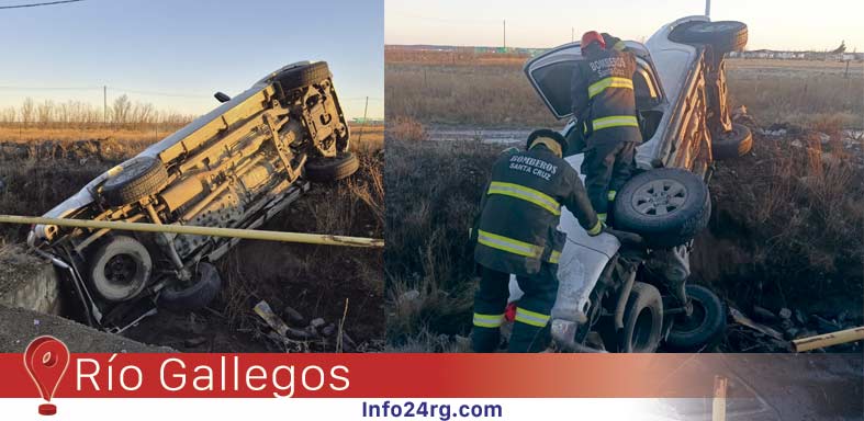 Una camioneta termina en zanja 