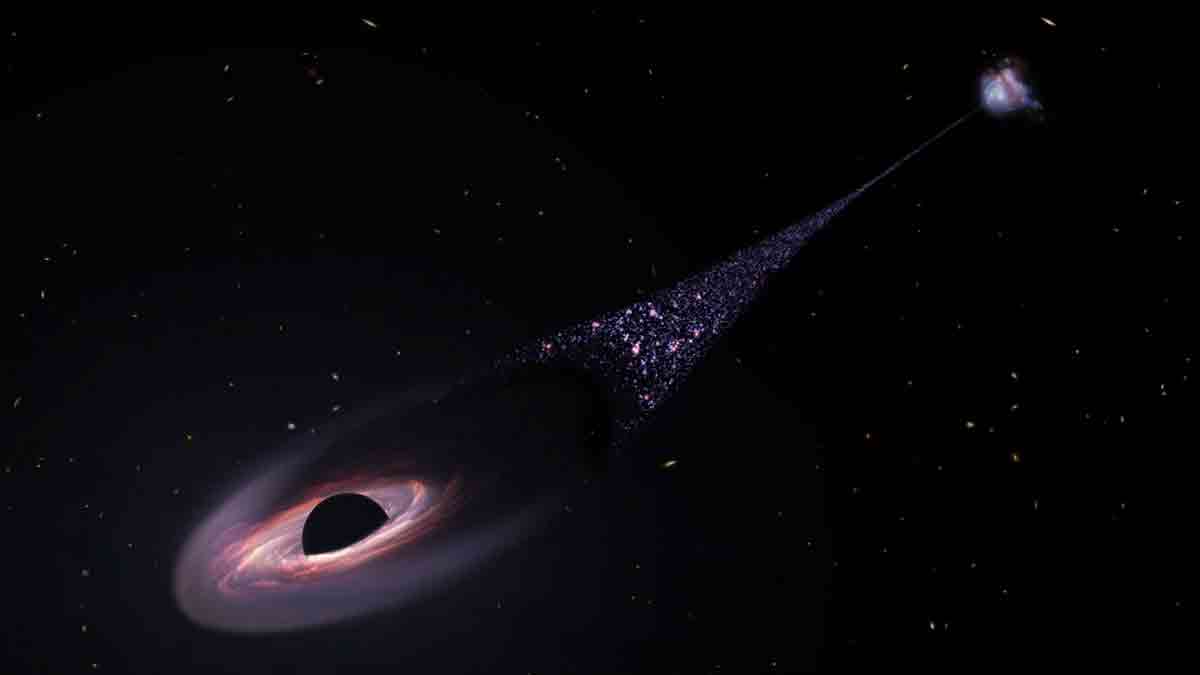 Descubren un agujero negro fugitivo que cruza el universo y favorece el nacimiento de estrellas