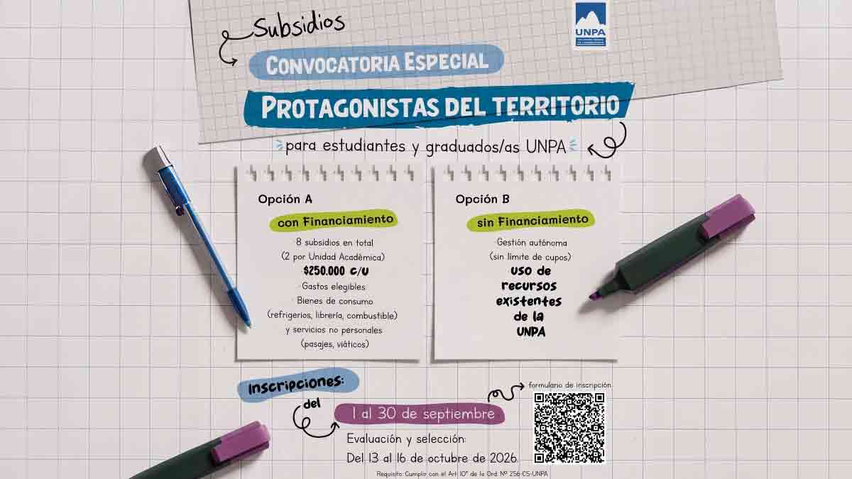 Estudiantes y graduados de la UNPA podrán acceder a subsidios de $250.000
